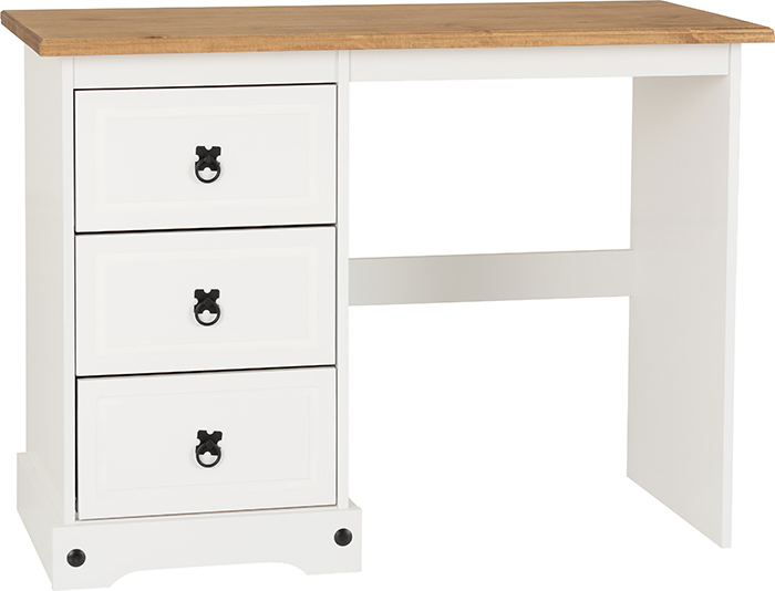 Corona 3 Drawer Dressing Table In White Pine